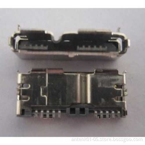 Micro USB 3.0, Receptacle SMT, Right Angle, Type AB, with Through Hole Mounting